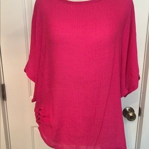 GAYA BARBIE CORE TOP TUNIC BLOUSE PINK ASYMMETRICAL HEM BOXY SIZE XS